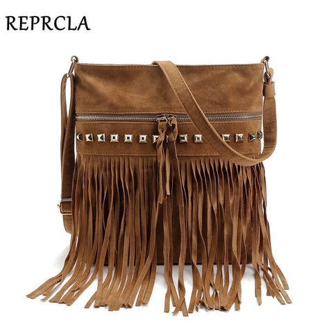 REPRCLA Fashion Rivet Tassel Women Shoulder Bags