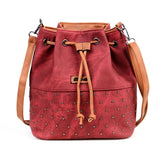 REPRCLA New Rivet Bucket Bag Zipper Women Shoulder Bag