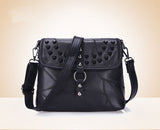REPRCLA New Genuine Leather Bag Rivet Women Messenger Bags Crossbody