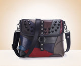 REPRCLA New Genuine Leather Bag Rivet Women Messenger Bags Crossbody