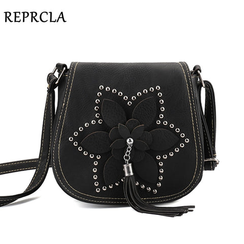 REPRCLA Brand Designer Tassel Women Bags Rivet Flower Crossbody