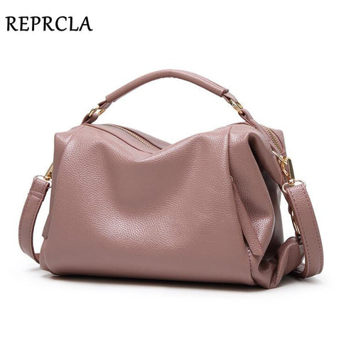REPRCLA High Capacity Handbags Top-handle Bags PU Leather Boston Women