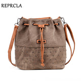 REPRCLA New Rivet Bucket Bag Zipper Women Shoulder Bag