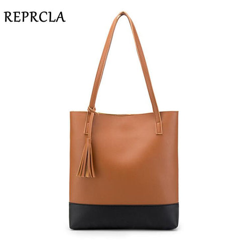 REPRCLA Leather Handbag Tassel Women Shoulder Bag